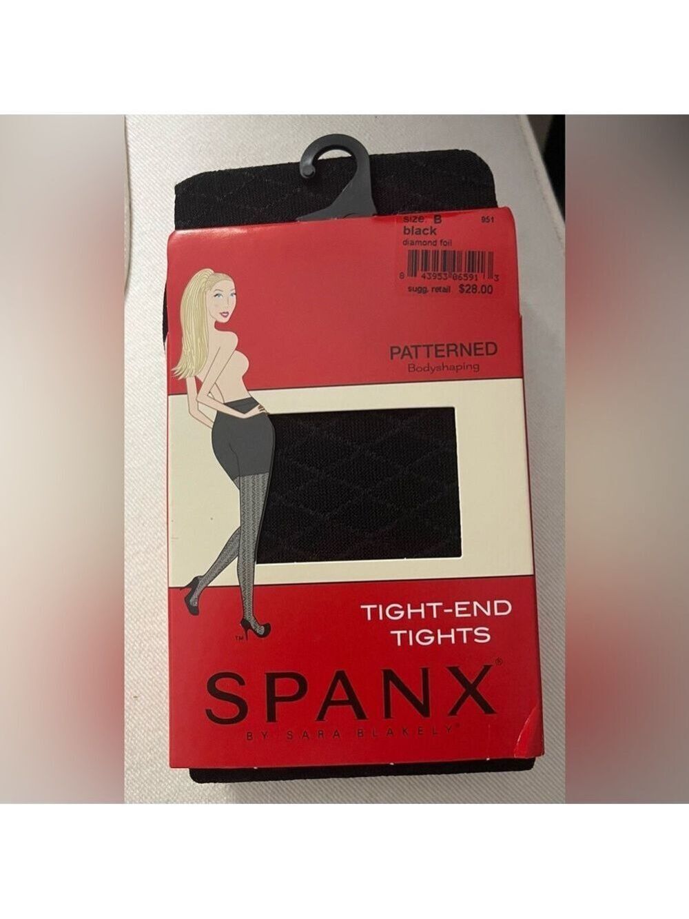 SPANX Tight-End Tights Diamond Foil Black Size B NWT